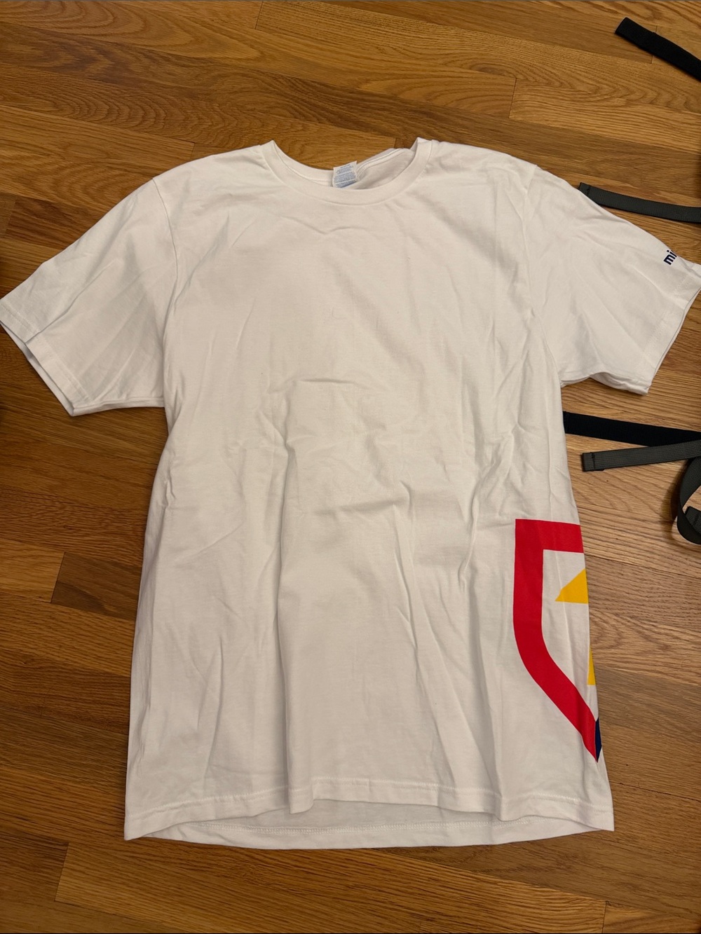 Port and Company White Short-Sleeve Tee with Red and Yellow Logo